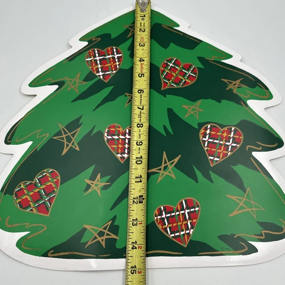 Set of 4 Vintage Trim a Home Vinyl Placemats Christmas Tree Hearts Stars Holiday